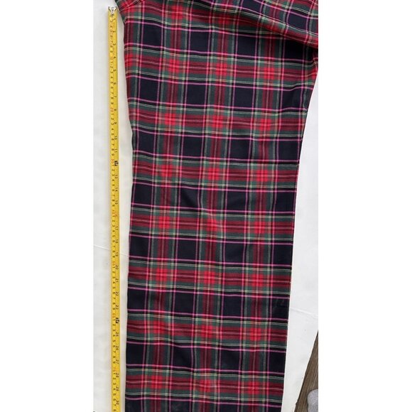 Talbots Greenwich Dashing Plaid Wool Blend Wide Leg Pants 20 W Navy Red Tartan - Picture 6 of 7